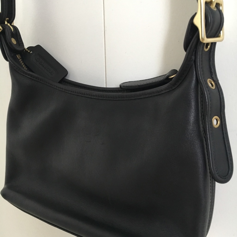 Vintage Navy Coach Crossbody Leather Shoulder Bag